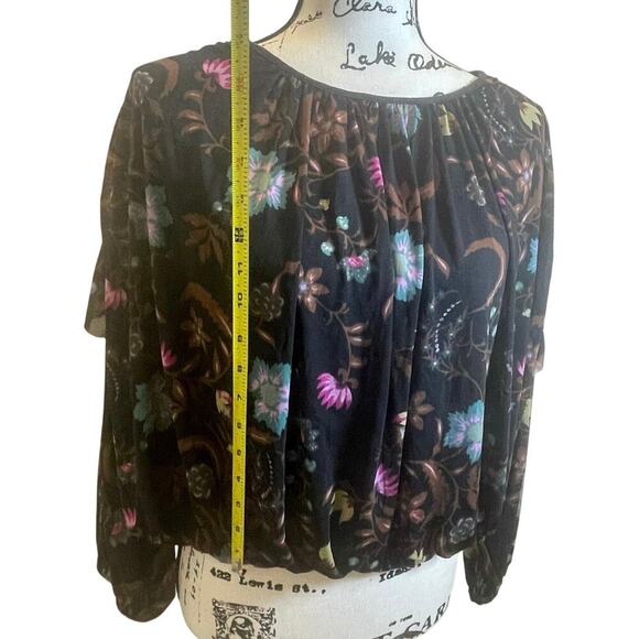 FREE PEOPLE BLOUSON WILDFLOWER HONEY SZ XS RUCHING RUFFLING SLEEVES AESTHETIC - Picture 6 of 16